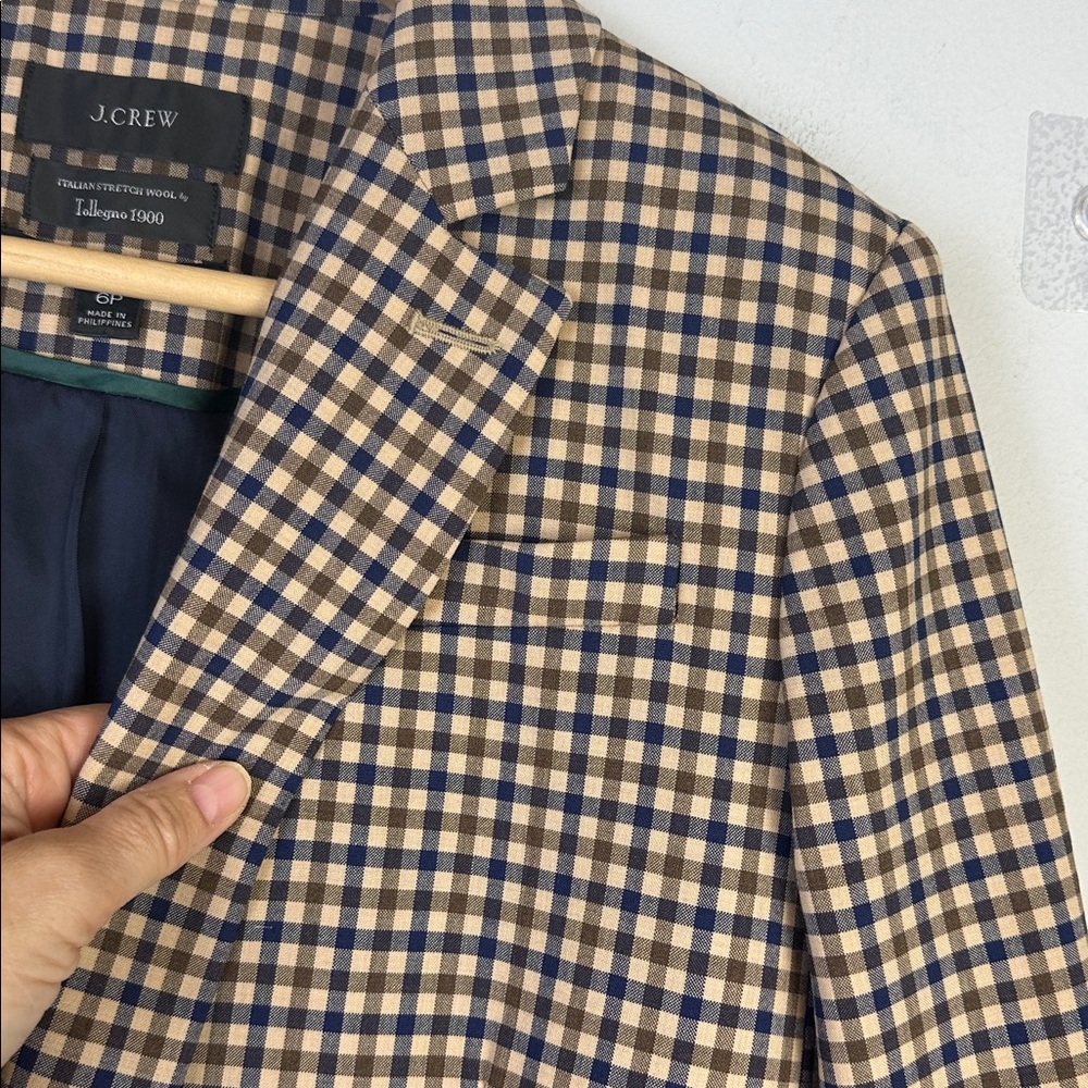 NWOT J. Crew Alfie Blazer in Honey Plaid Italian Wool Stretch Relaxed Fit Size 6 - Picture 6 of 16